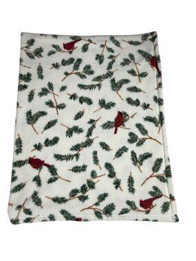 Living Quarters Cardinal Christmas Fleece Throw Blanket 49x64 Pine Evergreen